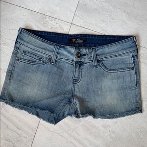 Guess Blue Jean Shorts Distressed Cut-Off Hem